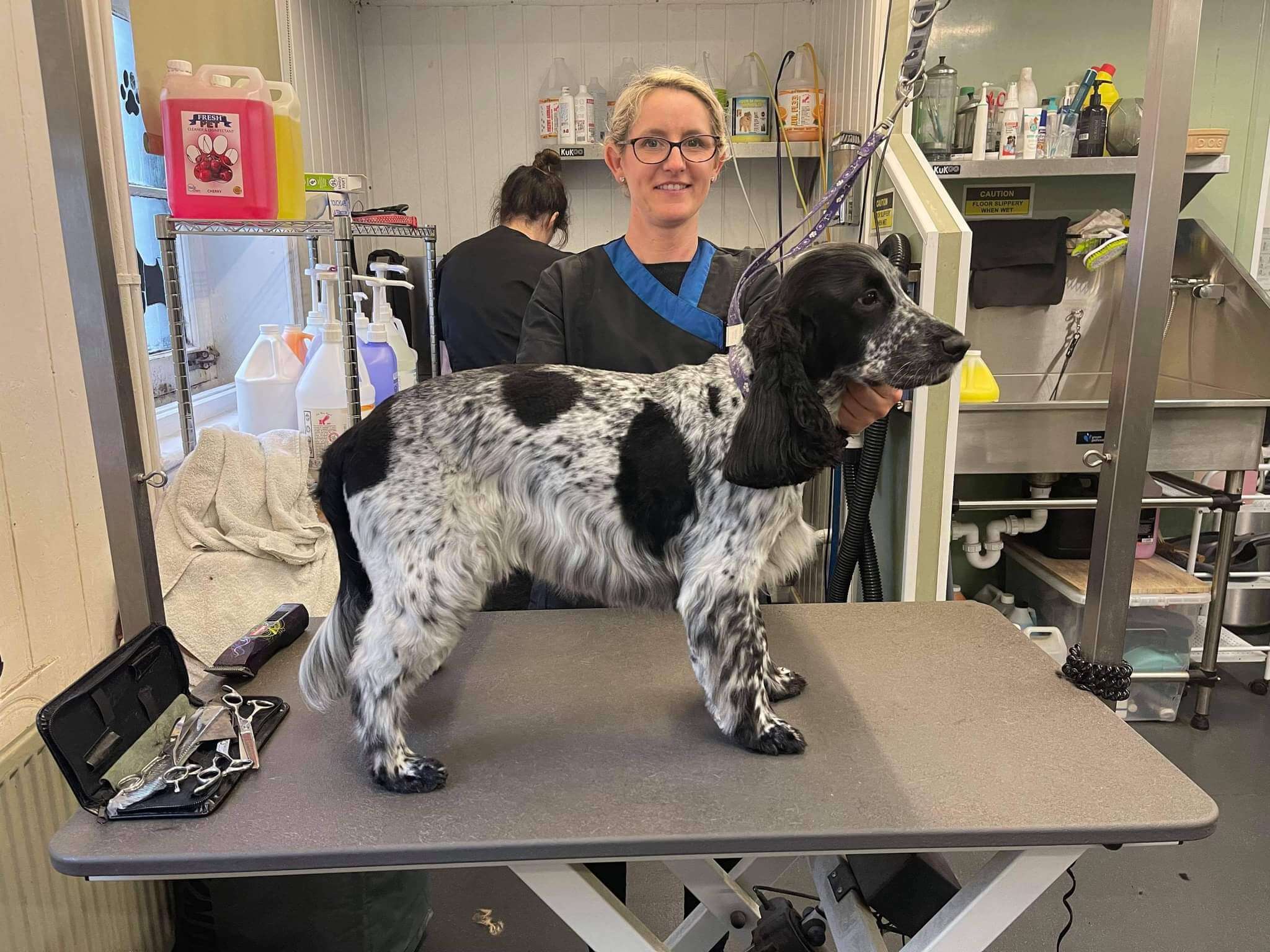 Photo of Emma (WagWags Dog Grooming Owner) and Her Cocker Spaniel, Monty.